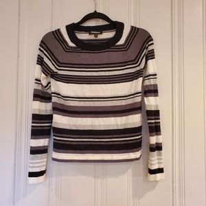 Express Striped Long Sleeve Shirt Black and White